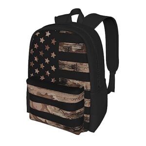 JASMODER American Flag With Desert Camo Laptop Backpack Hiking Travel Daypack For Men Women And Youth