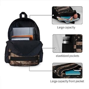 JASMODER American Flag With Desert Camo Laptop Backpack Hiking Travel Daypack For Men Women And Youth