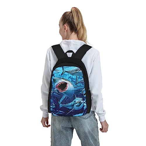 JASMODER Hungry Sharks Laptop Backpack Hiking Travel Daypack For Men Women And Youth