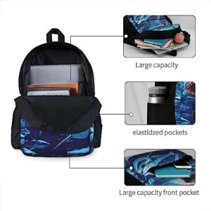 JASMODER Hungry Sharks Laptop Backpack Hiking Travel Daypack For Men Women And Youth