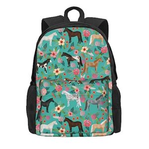 jasmoder horse floral laptop backpack hiking travel daypack for men women and youth