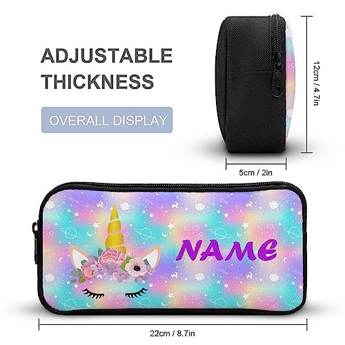 Mrokouay Custom School Backpack with Lunch Bag Pencil Case Unicorn Galaxy Flower Personalized 3 in 1 Bookbags Set Customization Backpack for Girls Boys