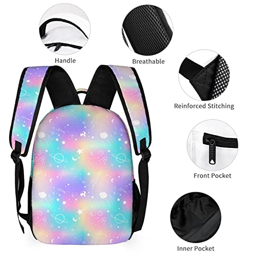 Mrokouay Custom School Backpack with Lunch Bag Pencil Case Unicorn Galaxy Flower Personalized 3 in 1 Bookbags Set Customization Backpack for Girls Boys