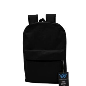 48 Pack Backpack, Bulk 17 inch Outdoor Travel Zippered Bags Bulk Pack for Corporate Events (Black)