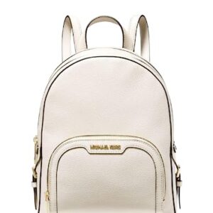 Michael Kors Jaycee Large Zip Pocket Leather Backpack (Lt Cream)