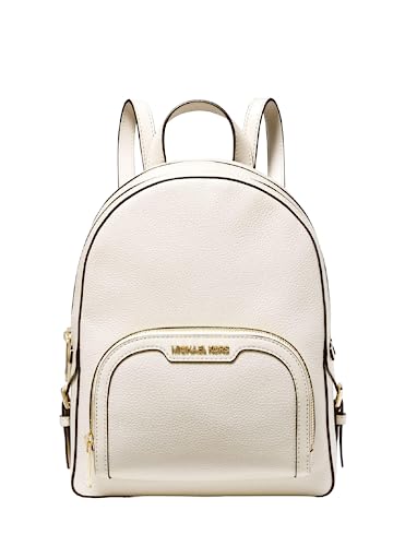 Michael Kors Jaycee Large Zip Pocket Leather Backpack (Lt Cream)