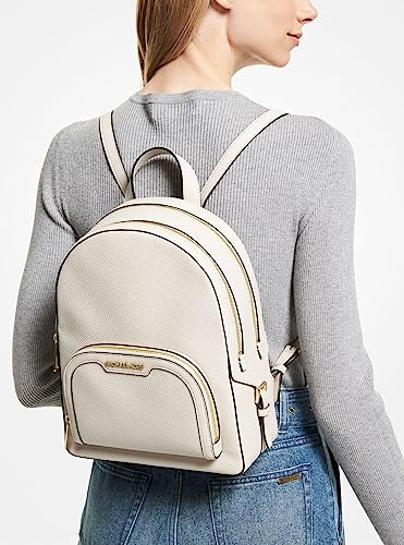 Michael Kors Jaycee Large Zip Pocket Leather Backpack (Lt Cream)