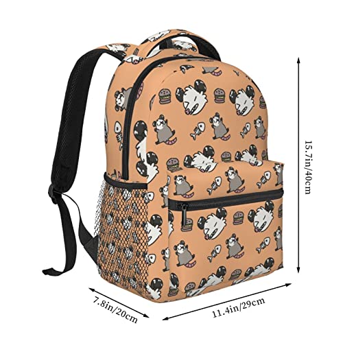 EVANEM Opossum Pattern Printed Laptop Backpack Casual Backpack Lightweight Travel Backpack Hiking Backpack Work Backpack For Aldult