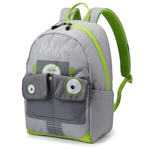 high sierra chiqui backpack travel bag with padded tablet sleeve, accessory pocket and reflective straps, robot (gray/lime green)