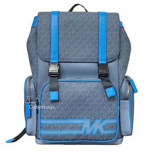 michael kors cooper utility rucksack flap pocket large backpack (admiral blue)