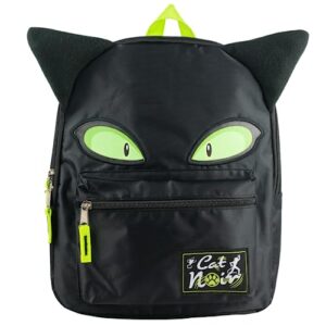 miraculous ladybug cat noir nylon mini backpack for girls and boys, 12 inch, black