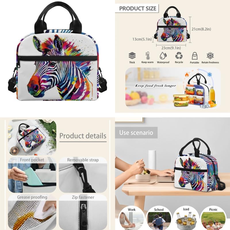 Uskorhein Rainbow Zebra School Backpack Set Fashion Student Book Backpack and Lunch Box Pencil Case Set Lightweight Backpacks for Teen Girls Boys