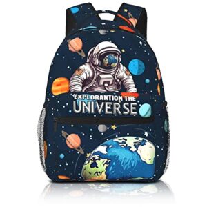 Galaxy Space Astronaut Backpack for Men Blue Planet Print Bookbags for Men Lightweight Waterproof Adjustable Strap Bags Travel Daypack Laptop Backpack