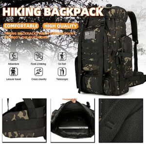 Bkcmy 45L Hiking Backpack Waterproof Travel Backpack Lightweight Outdoor Daypack Camping Backpack for Men Women (Black CP)