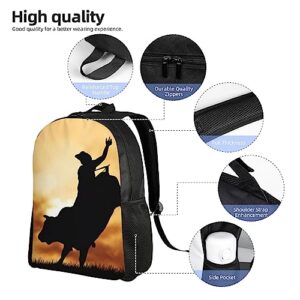 DEHIWI Cool Bull Riding Print Backpack Cute Lightweight Daypack Casual Travel Laptop Daypack For Men Women