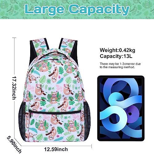 Lopevctor Sloth Backpack Set for Boys Girls, Kids Sloth Backpack for School with Lunch Bag and Stickers, Cute Sloth Bookbag School Bag Set for Students