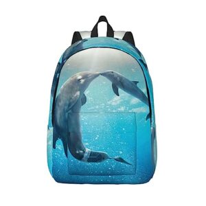 nokoer winter the dolphin printed canvas backpack,laptop backpack,lightweight travel rucksack for men and women