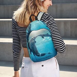 NOKOER Winter The Dolphin Printed Canvas Backpack,Laptop Backpack,Lightweight Travel Rucksack For Men And Women