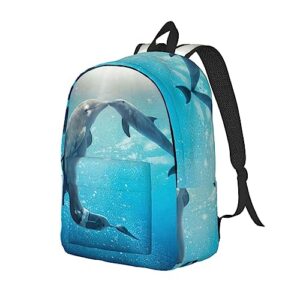 NOKOER Winter The Dolphin Printed Canvas Backpack,Laptop Backpack,Lightweight Travel Rucksack For Men And Women