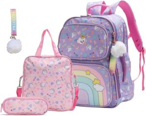 rxudurp girls rainbow backpacks unicorn school bags for kids 6-8 cute bookbag elementary school backpack for girls 8-12