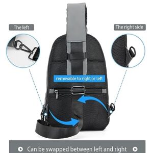 Grey Sling Bag for Men Women, Small Anti Theft One Strap Motorcycle Backpack Sling Tactical Chest Bag for Swimming Diving Outdoor Sports