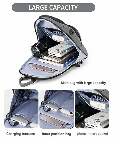 Grey Sling Bag for Men Women, Small Anti Theft One Strap Motorcycle Backpack Sling Tactical Chest Bag for Swimming Diving Outdoor Sports