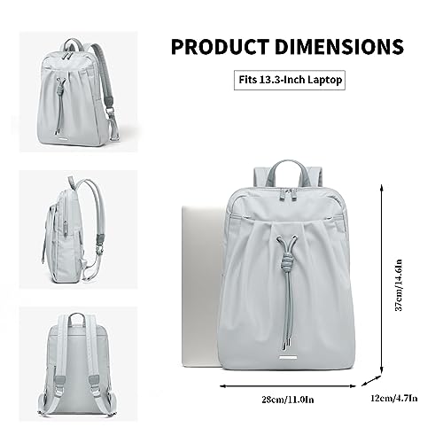 GOLF SUPAGS Stylish Laptop Backpack for Women Water Resistant Slim Computer Bags Fits 13.3 Inch Notebook (Pale Grey)