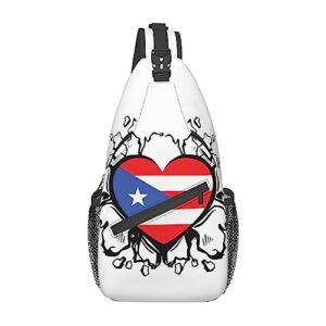 manqinf puerto rico flag sling bag,multipurpose crossbody backpack shoulder chest bag for women men travel hiking daypack