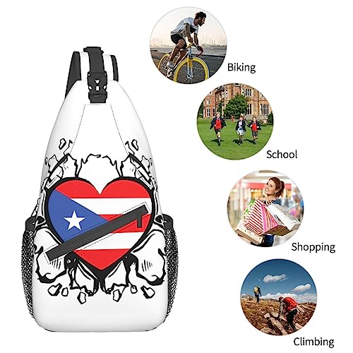 MANQINF Puerto Rico Flag Sling Bag,Multipurpose Crossbody Backpack Shoulder Chest Bag for Women Men Travel Hiking Daypack