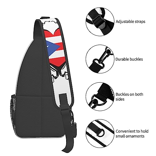 MANQINF Puerto Rico Flag Sling Bag,Multipurpose Crossbody Backpack Shoulder Chest Bag for Women Men Travel Hiking Daypack