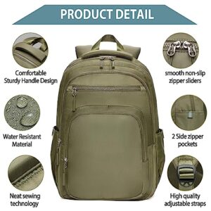 BLUEFATTY Laptop Backpack For Women Men Fits 17 Inch Waterproof Large Computer Backpack 33L Travel Backpack Lightweight Commute Bag For Hiking Work Gym(Green)