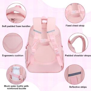 Mcaldume Cute Backpacks for Girls, Kawaii Backpack Aesthetic Backpack for Teen Girls, Cute Bookbag for Kids Elementary School Pink