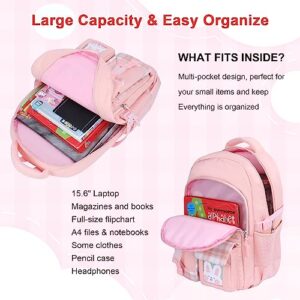 Mcaldume Cute Backpacks for Girls, Kawaii Backpack Aesthetic Backpack for Teen Girls, Cute Bookbag for Kids Elementary School Pink