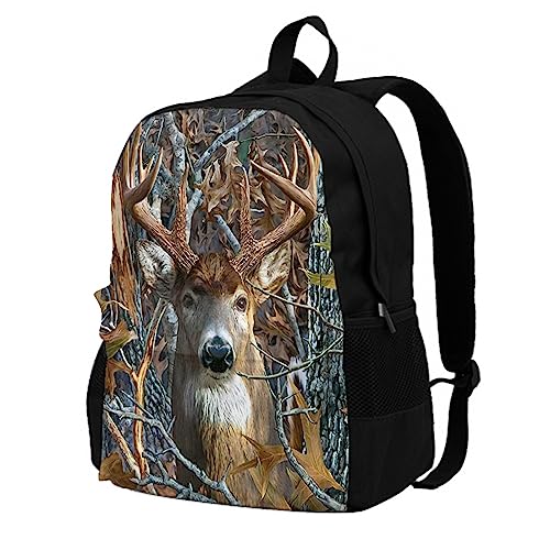 Srufqsi Camo Buck Deer Backpack School Bookbag For Boys Girls College Backpack Laptop Backpacks Travel Daypack For Teen Women Men