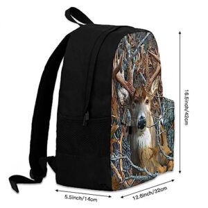 Srufqsi Camo Buck Deer Backpack School Bookbag For Boys Girls College Backpack Laptop Backpacks Travel Daypack For Teen Women Men