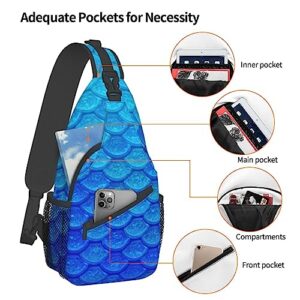 EVANEM Sea Blue Mermaid Fish Scale Crossbody Sling Backpack Sling Bag Chest Bag Shoulder Bag Casual Day Pack For Unisex