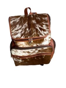 leather cowhide backpack with cowhide hand clutch | traveling backpack leather is for both men and women | made with cow skin | special designed for gifts, sports, gym, and multi-purpose uses
