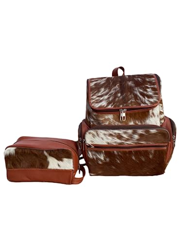 Leather Cowhide Backpack with cowhide hand clutch | Traveling Backpack Leather is for both Men and Women | Made with Cow Skin | Special designed for Gifts, sports, Gym, and Multi-Purpose Uses