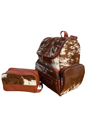 Leather Cowhide Backpack with cowhide hand clutch | Traveling Backpack Leather is for both Men and Women | Made with Cow Skin | Special designed for Gifts, sports, Gym, and Multi-Purpose Uses