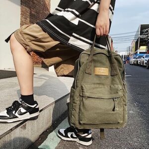 Juoxeepy Laptop Backpack for Women Men Canvas Solid Color Backpack Lightweight Classic Backpack Vintage Travel Daypack Grunge Aesthetic Backpack