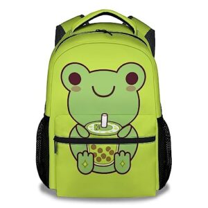 coopasia frog backpack for girls boys, 16 inch frog theme bookbag with adjustable straps, durable, lightweight, school bag with large capacity