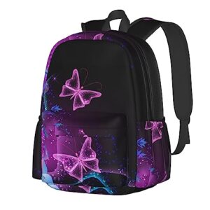 pink purple butterfly printed laptop backpacks lightweight stylish casual daypack for work business travel