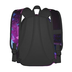 Pink Purple Butterfly Printed Laptop Backpacks Lightweight Stylish Casual Daypack For Work Business Travel