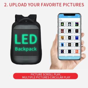 LED Backpack Waterproof WiFi Version Smart LED Screen Dynamic Advertising Backpack Cellphone Control Laptop Bag (Blue)