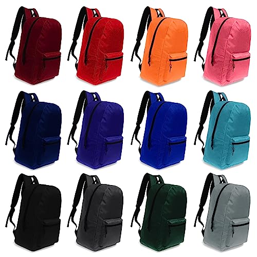 Moda West 24 Pack 17 inch Wholesale Bulk Backpack In Assorted Colors