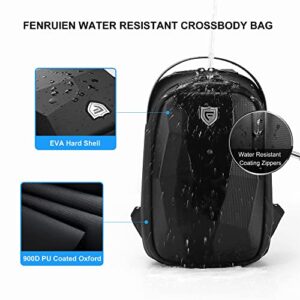 FENRUIEN 17.3 Inch Laptop Backpack, Hard Shell Sling Bag, Black