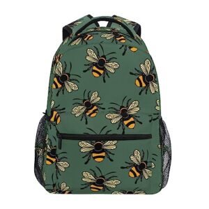 alaza cute bee backpack for women men,travel trip casual daypack college bookbag laptop bag work business shoulder bag fit for 14 inch laptop