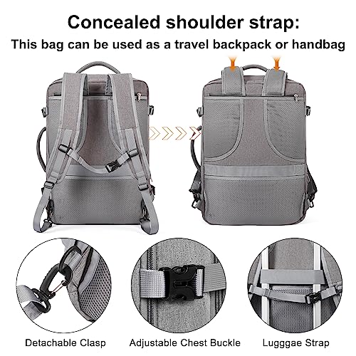 CLUCI Travel Backpack for Women Men,Carry on Backpack Flight Approved with 3 Packing Cubes, Luggage Suitcase Hiking Backpack Water Resistant Rucksack Casual Daypack Traveling Essentials Grey