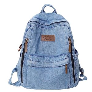 jhtpslr preppy backpack denim backpack casual vintage aesthetic backpack cowboy backpack daypack book bags backpack supplies (light blue)