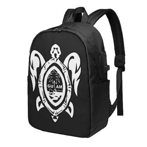 zeyuanka guam seal in a tribal turtle backpack,unisex lightweight travel laptop backpack 17 in bookbag daypack